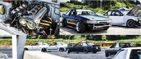  ??  ?? Above: Team Mouse is the all-AE86 drift team who has been driving together for over 20 years. The team is so passionate about drifting AE86s that the annual 86 Day is a must-do family outing for members