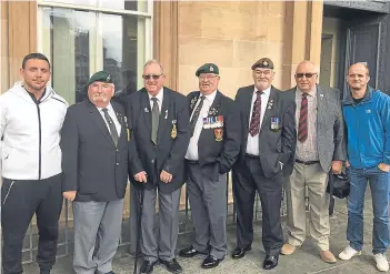  ?? Picture: Kingdom News Agency. ?? Right: Jim Reilly outside court. Above: Veterans attended Dundee Sheriff Court yesterday to witness the hearing.
