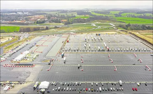  ?? Picture: Esprit Drone Services ?? Poor weather has held up constructi­on of the Sevington facility next to Junction 10a