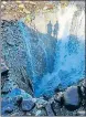  ?? HT PHOTO ?? Sinkhole in Anantnag’s Brengi stream at Kokernag.