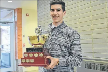  ?? TINA COMEAU ?? Brock Emin of the Yarmouth Vikings high school hockey team was named Player of the Year at the Valley High School Hockey League banquet.