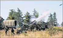  ?? SUBMITTED PHOTO ?? Armoured and artillery elements co-ordinate a simulated attack on an enemy position during Strident Tracer 2017 at the 5th Canadian Division Support Base Gagetown.