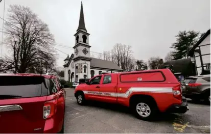  ?? BROOKE HAUSER/GLOBE STAFF ?? Beit Ahavah synagogue in Northampto­n received a bomb threat by email Sunday morning that was determined to be a hoax.