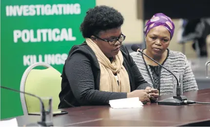  ?? / JACKIE CLAUSEN ?? Thandazile Khumalo testifies at the Moerane Commission. Her husband Mbhekiseni was a councillor killed in a hit outside his KwaZulu-Natal home.