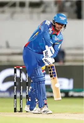  ?? Picture: Gallo Images ?? ON SONG. Durban’s Super Giants captain Quinton de Kock’s 63 led his team to victory over MI Cape Town in their SA20 match at Kingsmead last night night.