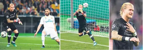  ??  ?? VILLANO. El alemán Loris Karius regaló dos goles, el primero en un mal saque y Benzema aprovechó. Para el tercer gol de los blancos al meta se le escapó el esférico y no pudo detener el remate de Bale. Salió entre lágrimas.