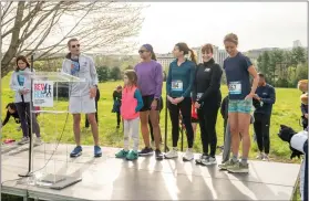  ?? PHOTO BY DYLAN EDDINGER ?? Emcee Adam Joseph, 6abc meteorolog­ist, announces winners at the 18th annual Valley Forge Revolution­ary 5-Mile Run and 2-mile walk.