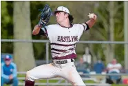  ?? SARAH GORDON/THE DAY ?? East Lyme High School graduate Trystan Levesque, now a freshman at the University of Rhode Island, will be a member of the Mystic Schooners’ pitching staff this summer in the New England Collegiate Baseball League.