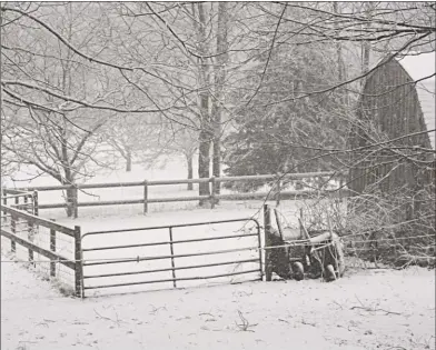  ?? Michael Lee-Murphy / Hearst Connecticu­t Media ?? By late afternoon, a good deal of snow was already blanketing Middlefiel­d, creating some picturesqu­e scenery.