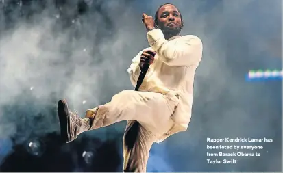  ??  ?? Rapper Kendrick Lamar has been feted by everyone from Barack Obama to Taylor Swift