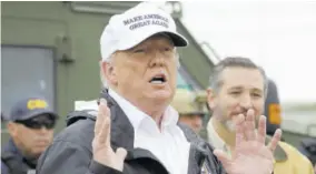  ?? (Photos: ap) ?? President Donald Trump speaks as he tours the US border with Mexico at the Rio Grande on the southern border on Thursday, January 10, 2019, in Mcallen, Texas, as Senator Ted Cruz, R-texas, listens at right.