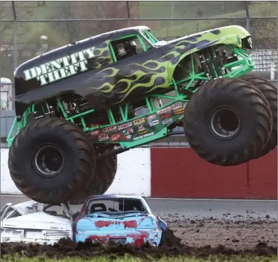  ?? Courtesy of Steven Blakesley ?? Identity Theft, pictured in 2023, is one of many Monster Trucks at the annual two-day event held at Marysville Raceway starting tonight. Gates open at 5 p.m., with the show beginning at 7 p.m. on Friday and Saturday.