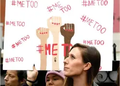  ??  ?? Victims of sexual harassment and abuse protest during a #MeToo march in Hollywood, California on Monday. (AFP)