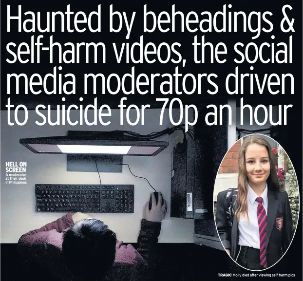  ??  ?? HELL ON SCREEN A moderator at their desk in Philippine­s TRAGIC