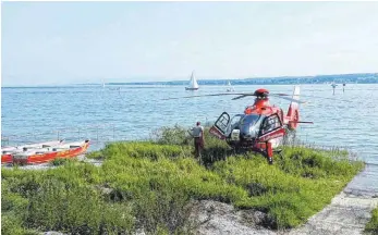  ?? FOTO: DLRG KONSTANZ ?? Christoph 45 bei einem Rettungsei­nsatz in Konstanz.