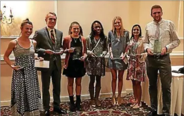  ?? SUBMITTED PHOTO ?? The Triangle Club honored the following senior students. From Left to Right: Abigail Goldstein, Connor McMenamin, Alexis Schneider, Uchechi Nwogwugwu, Carly Munger, Sonal Tyagi, and Ethan Miller.