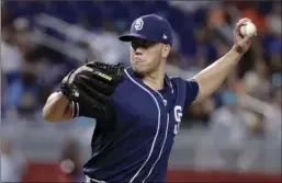  ?? SLADKY ?? San Diego Padres starting pitcher Clayton Richard delivers during the first inning of a baseball game against the Miami Marlins, on Sunday, in Miami. AP PHOTO/LYNNE