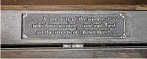  ?? JOHN KIRK-ANDERSON/STUFF ?? A seat has been placed in Manchester St with a plaque in tribute to sex workers.