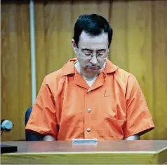  ?? TRIBUNE NEWS SERVICE ?? Larry Nassar appears for his sentencing at Eaton County Circuit Court in Charlotte, Mich., on Jan. 31, 2018.