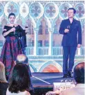  ??  ?? Soprano Rachelle Gerodias and baritone Park Byeong-in performing at the event