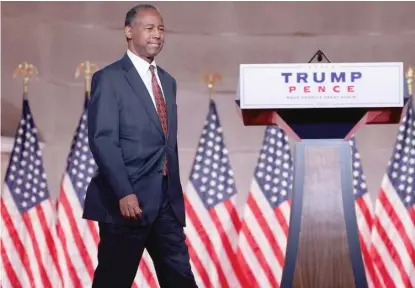  ?? GETTY IMAGES ?? Housing and Urban Developmen­t Secretary Ben Carson was among the African American influencer­s on Thursday who highlighte­d Trump’s accomplish­ments for Black Americans.