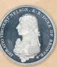  ??  ?? The original striking of the Boulton medal in 1805 was in white metal