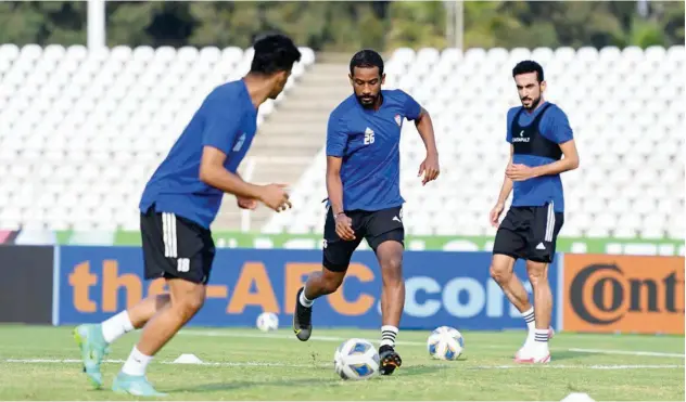  ?? ?? ↑
UAE players attend a training session ahead of their World Cup 2022 Asian qualifiers match against Lebanon.