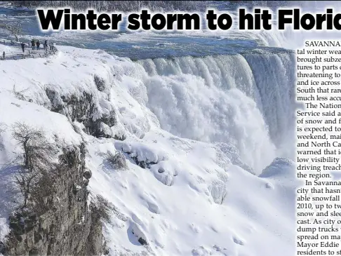  ?? EPA ?? Photo shows ice formations on the frozen Niagara Falls in New York on Tuesday.