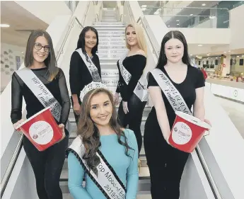  ??  ?? Finalists Jennifer Wilson, Ellie Ladner, Rebecca Stephenson and Chloe Sisterson with 2018 winner Georgia Mordey.