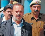  ??  ?? PTI Former Haryana CPS Ram Kishan Gujjar being produced in a court in Ambala on Thursday.