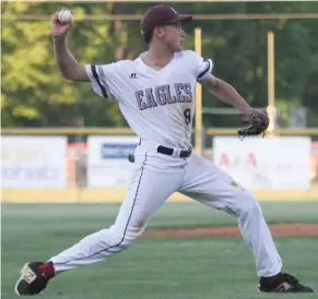  ?? Love, for Starkville Daily News) (Photo by Richard ?? Eupora’s Brett May prepares to throw the baseball to first base.