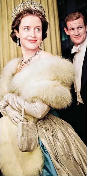  ??  ?? Royal couple: Claire Foy as Elizabeth with Matt Smith as Philip