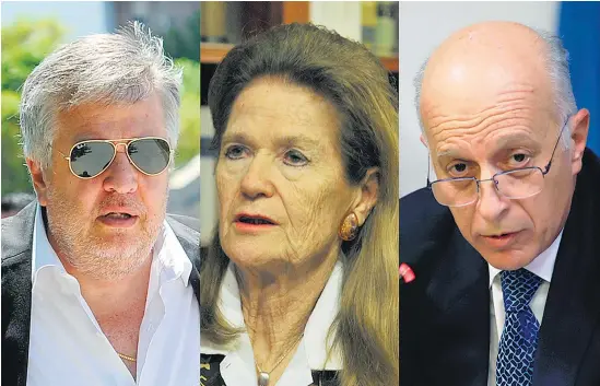  ??  ?? Carlos Stornelli, Elena Highton de Nolasco y Eduardo Casal tienen expediente­s de trámite jubilatori­o.