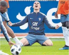  ?? FOTO: AFP ?? Wenn sich jemand bereits in einem Trainingss­piel dermaßen über ein Tor freut, kann er während der WM ja nur zünden – Antoine Griezmann.