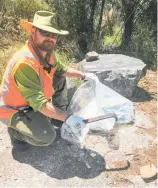 ?? Photos / Nikki Preston; DoC ?? Bill Horgan, DoC senior ranger for recreation and historic monuments, collecting rubbish at the start of the Old Maratoto Rd track in the Hauraki Plains. Below and left, illegally dumped rubbish on DoC land.