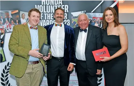  ?? PICTURE: Leo Wilkinson Photograph­y ?? At the awards ceremony after Walcot Warriors’ Sam Trevor, Dave Copeland, Trevor Wallace, Simon Chambers, Alex Peters and Neil Fletcher won a Honda Volunteer of the Year Award