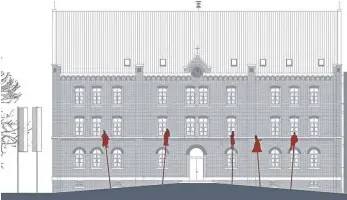  ?? FOTO: LEOPOLD HUMM - INGE ZALENGA ?? So sollen Wieland und seine „Consorten“vor dem Roten Bau platziert werden.
