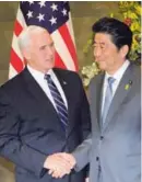  ?? AP ?? Mike Pence (izq.) y el primer ministro, Shinzo Abe, en Tokio.
