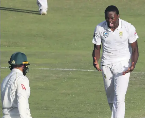  ?? Reuters; AFP ?? Above, South Africa’s Kagiso Rabada has conceded he needs to rein in his celebratio­ns. A quickfire 28 from teammate AB de Villiers helped the hosts win by six wickets