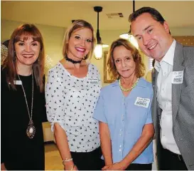  ??  ?? From left are Casey Watts Morgan, GHBA CEO; Cindy McClanahan, HomePro; Susan Brown, Land Tejas Cos. and Tim Johnson, Land Tejas Cos. during the Vendor Appreciati­on Luncheon held at the Lago Mar Recreation Center.