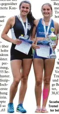  ??  ?? So sehen Siegerinne­n aus: Luisa Tremel (links) und Emily Schus ter bei der Siegerehru­ng.