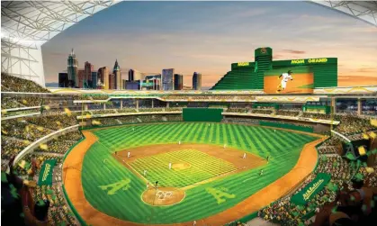  ?? Vegas. Photograph: AP ?? This artist’s rendering provided by the Oakland Athletics shows a view of their proposed new $1.5bn ballpark at the Tropicana site in Las
