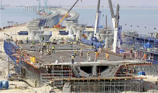  ??  ?? A general view of a constructi­on site of the Sheikh Jaber Al-Ahmad Al-Sabah Causeway.(AFP)