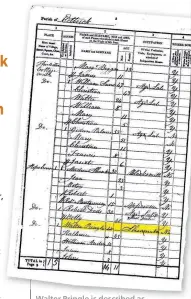  ??  ?? Walter Pringle is described as a shoemaker in the 1841 census