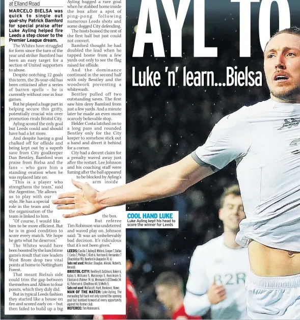  ??  ?? COOL HAND LUKE Luke Ayling kept his head to score the winner for Leeds