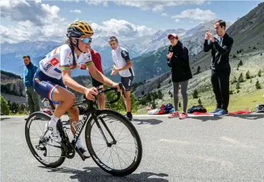  ??  ?? Lizzie Deignan rides up the Col d’Izoard, a regular climb at the Tour