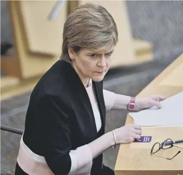  ??  ?? 0 First Minister Nicola Sturgeon came under fire over exams at Holyrood yesterday