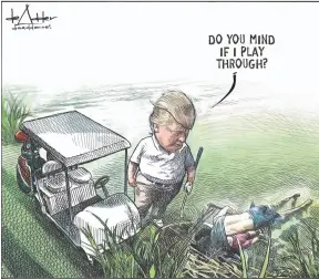  ?? IMAGE FROM @DEADDER VIA TWITTER ?? Longtime cartoonist Michael de Adder was dismissed Friday from Brunswick News in the wake of his latest piece on U.S. President Donald Trump.
