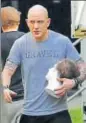  ?? PHOTO: MEGA ?? First onset photos of a scarred and bald Tom Hardy on the sets of his new movie, Gonzo, in which he plays the role of the ruthless mob boss Al Capone. The movie follows Capone at the age of 47, after returning from prison