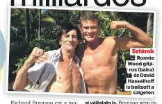  ??  ?? Sztárok
Ronnie Wood gitáros (balra)
és David
Hasselhoff is bulizott a
szigeten